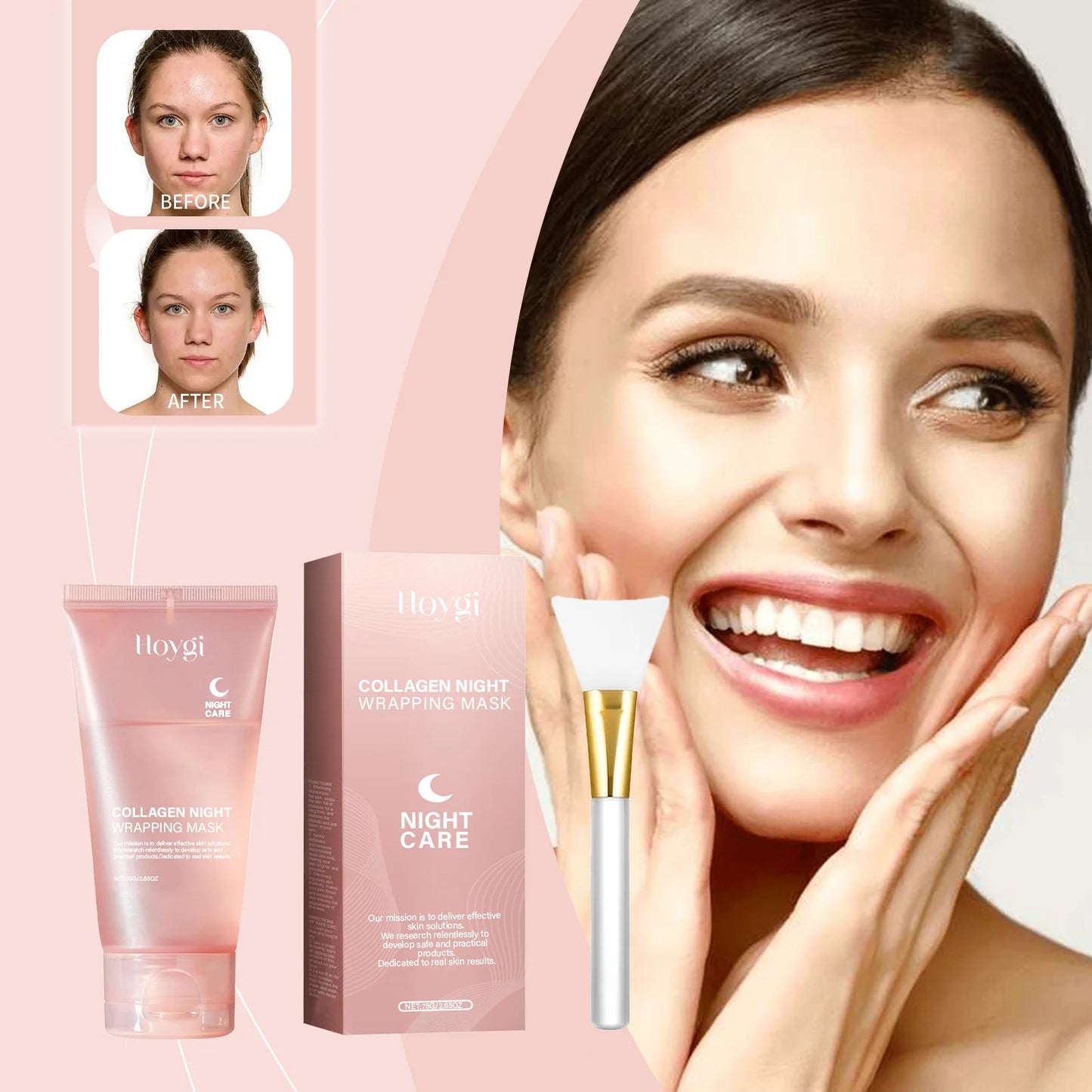 ✨ Hydrolyzed Collagen Overnight Facial Mask – Peel-Off Hydrating & Firming Care 🔷 ماسك ليلي للوجه بالكولاجين المتحلل – مرطب ومشد للبشرة مع تأثير تقشير لطيف