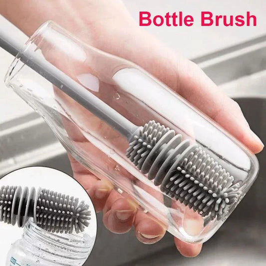 🧽 Silicone Bottle & Cup Cleaning Brush – Long Handle Scrubber for Kitchen & Glassware | فرشاة تنظيف السيليكون طويلة اليد – للأكواب والزجاجات وأدوات المطبخ