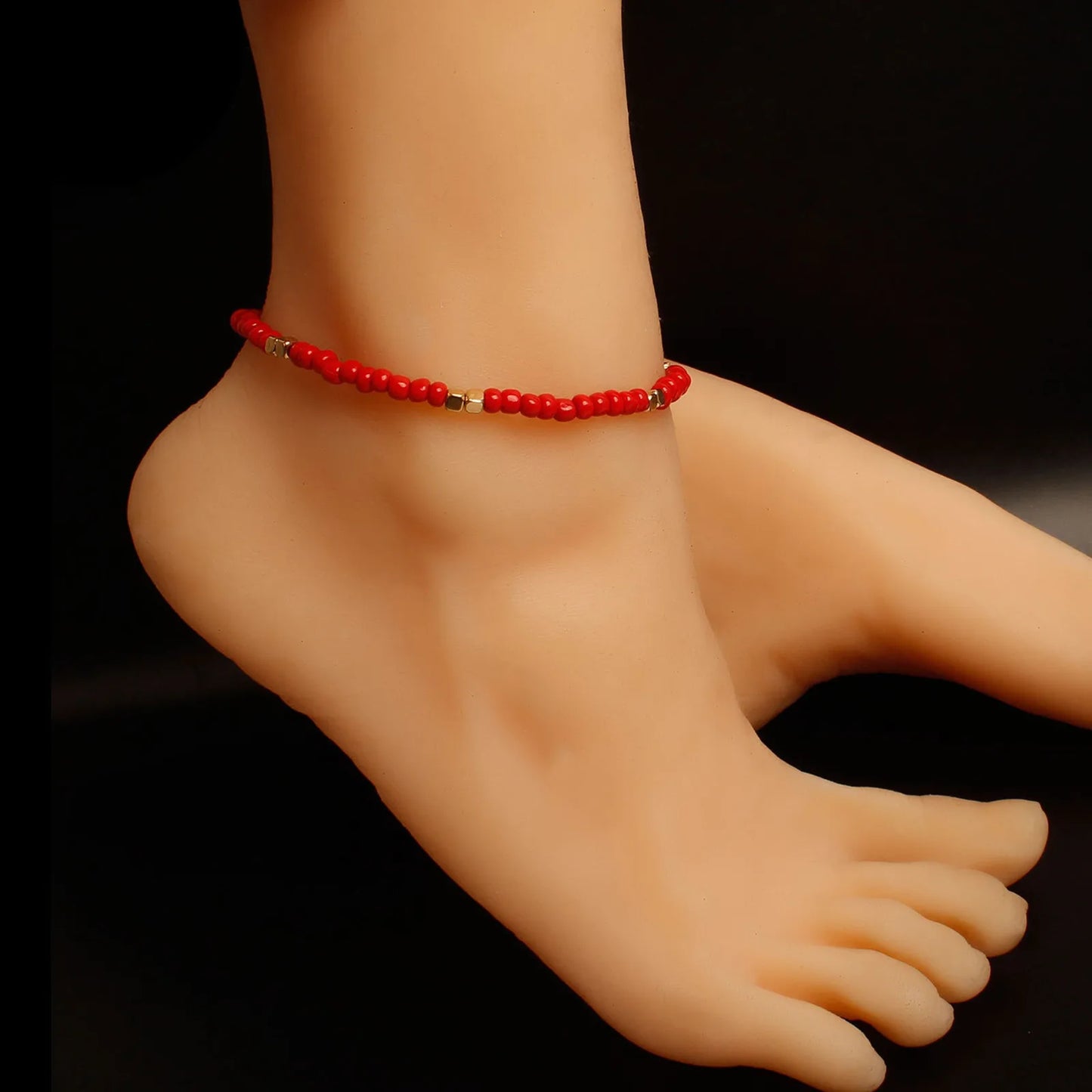 ✨ Bohemian Glass Beaded Anklet – Handmade Colorful Summer Beach Jewelry 🔷 خلخال بوهيمي مزين بحبيبات زجاج ملونة – إكسسوار يدوي ناعم لصيف الشاطئ