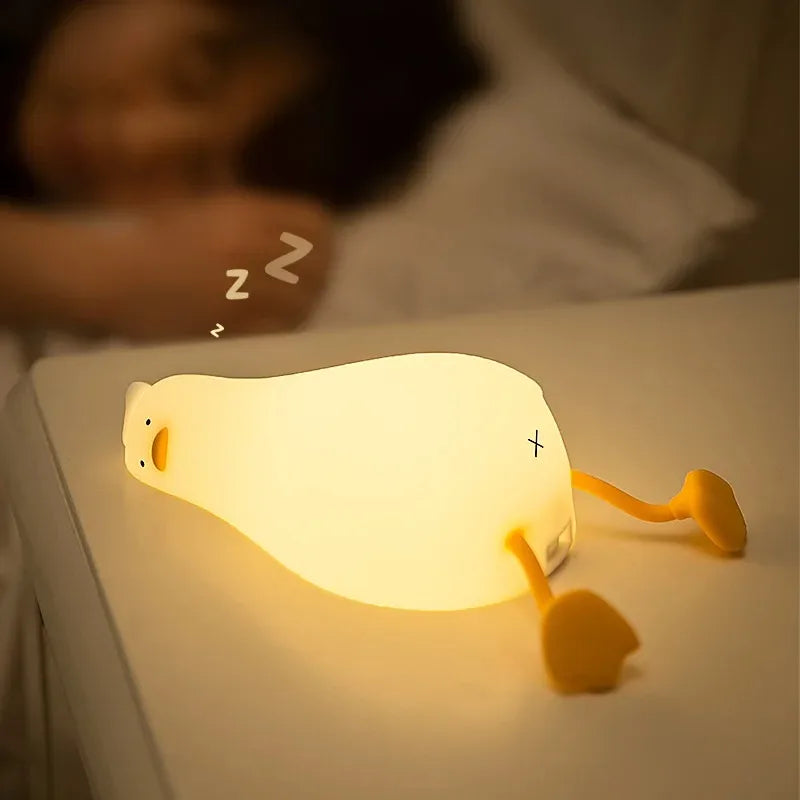 Duck Rechargeable LED Night Light – Cute Silicone Bedside Lamp for Kids | مصباح بطة ليلي LED قابل لإعادة الشحن – لمبة سيليكون لطيفة للأطفال بجانب السرير
