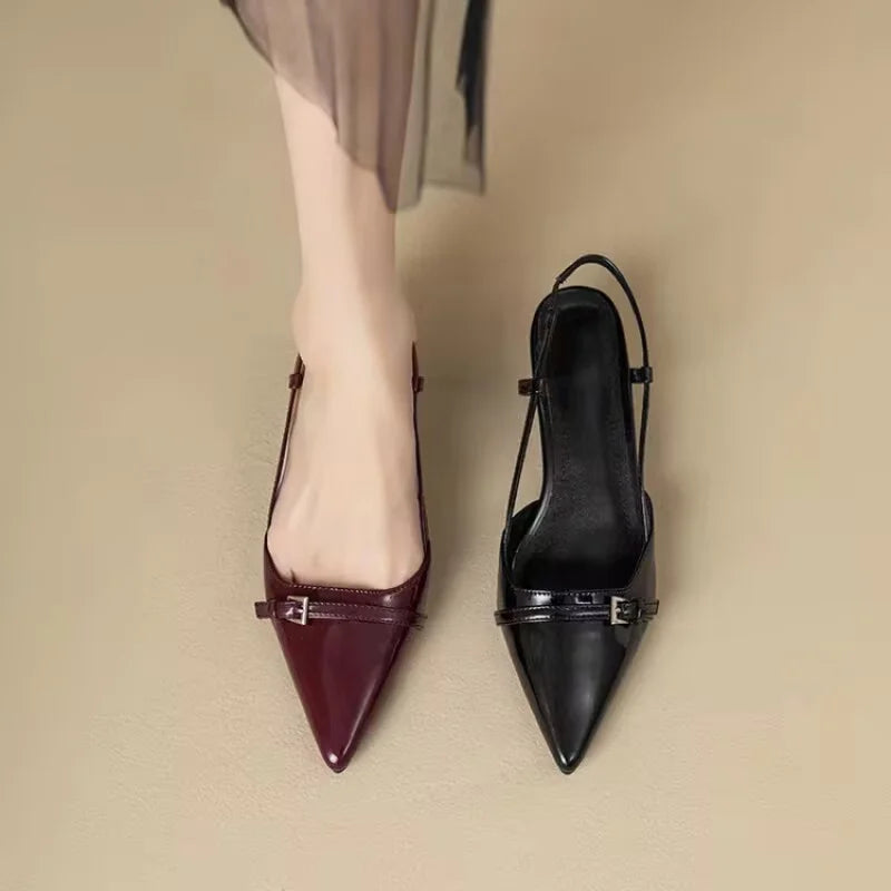 Women’s Satin Pointed-Toe Ankle Strap Pumps – Medium Stiletto Elegant Heels for Formal Events & Parties | كعب نسائي أنيق من الساتان بطرف مدبب ورباط على الكاحل – كعب متوسط رفيع للمناسبات الرسمية والحفلات
