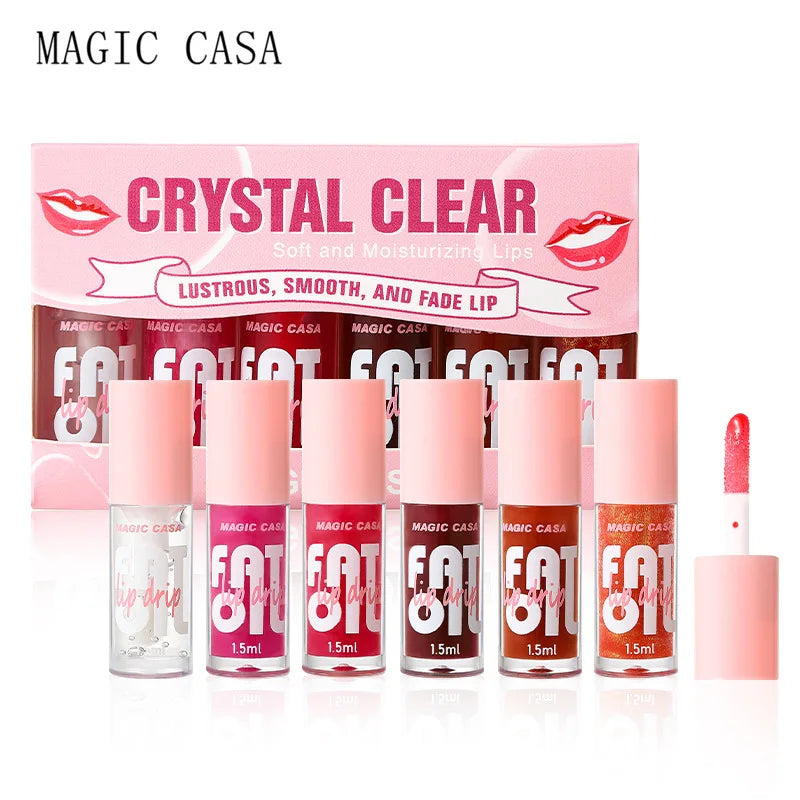 MAGIC CASA 6pcs Jelly Lip Oil – Plumping & Hydrating Gloss | ماچيك كازا طقم 6 زيوت شفاه جلّي – ترطيب ولمعان طبيعي