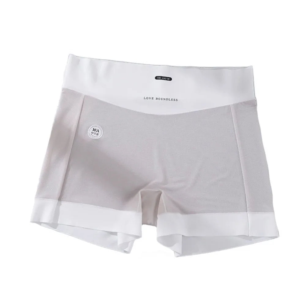 Women’s Thin Ice Silk Panties – Simple Large Size Briefs with Cotton Crotch & Anti-Glare Design | شورت نسائي بسيط من الآيس سيلك – ببطانة قطنية ومقاسات كبيرة