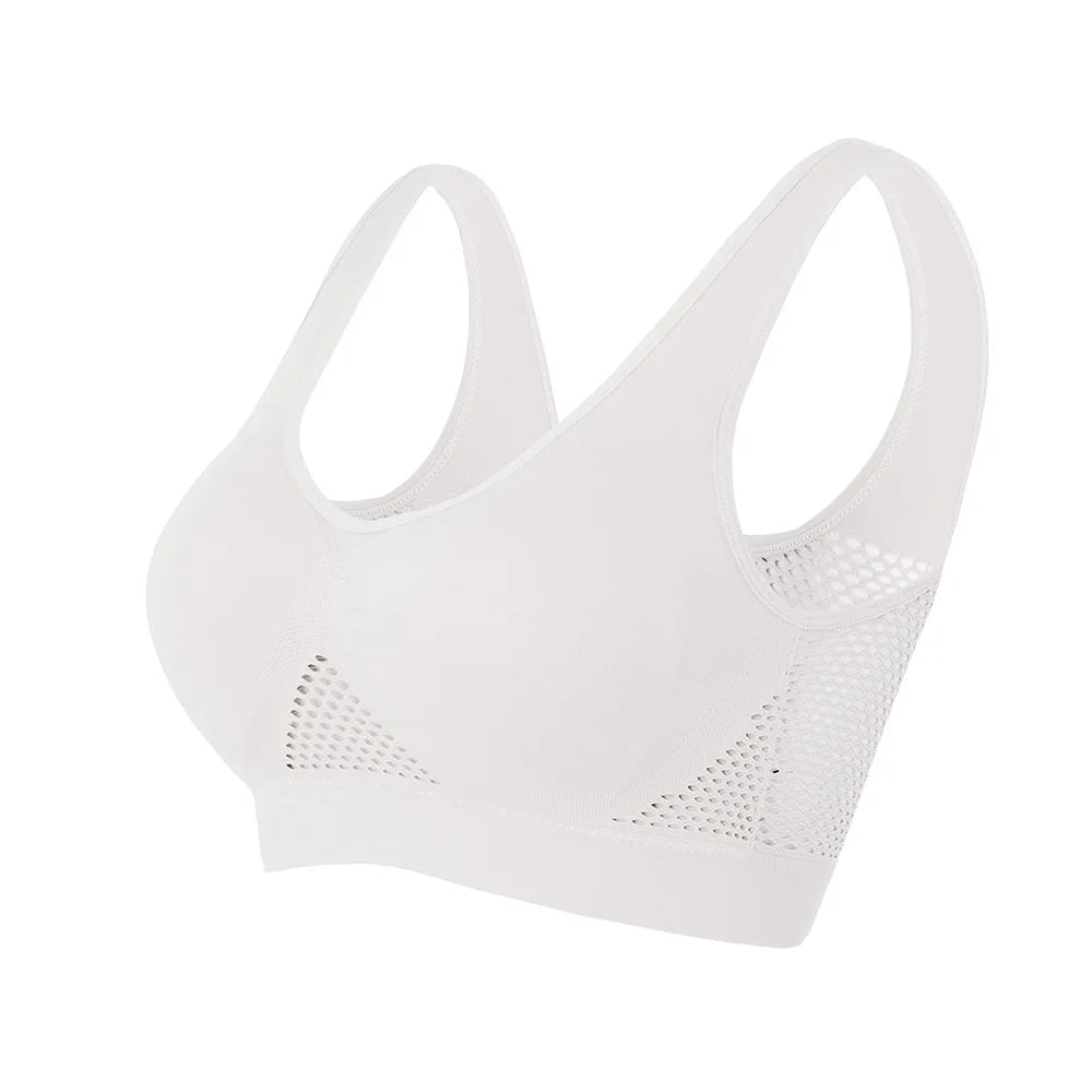 ✨ Seamless Breathable Sports Bra – Removable Padded Fitness Top for Women 🔷 حمالة صدر رياضية ناعمة وقابلة للتنفس – مبطنة قابلة للإزالة للرياضة والجيم للسيدات
