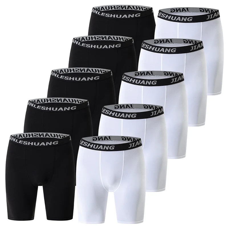 🏀 Men's Plus Size Long Sports Shorts – Elastic Waist Gym/Fitness Underwear (1/5 Pcs) | شورت رياضي رجالي طويل بمقاسات كبيرة – خصر مطاطي – جيم وكرة قدم (قطعة/5 قطع)