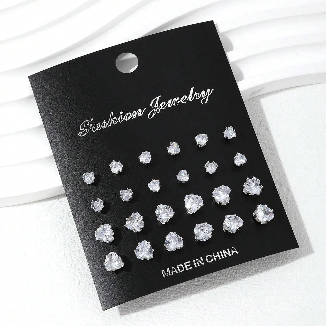 ✨ 12 Pairs Zirconia Stud Earrings – Luxurious, Simple & Shiny Gift Set 🔷 طقم 12 زوج من أقراط الزركونيا اللامعة – تصميم أنيق وبسيط هدية مثالية للأزواج والمناسبات