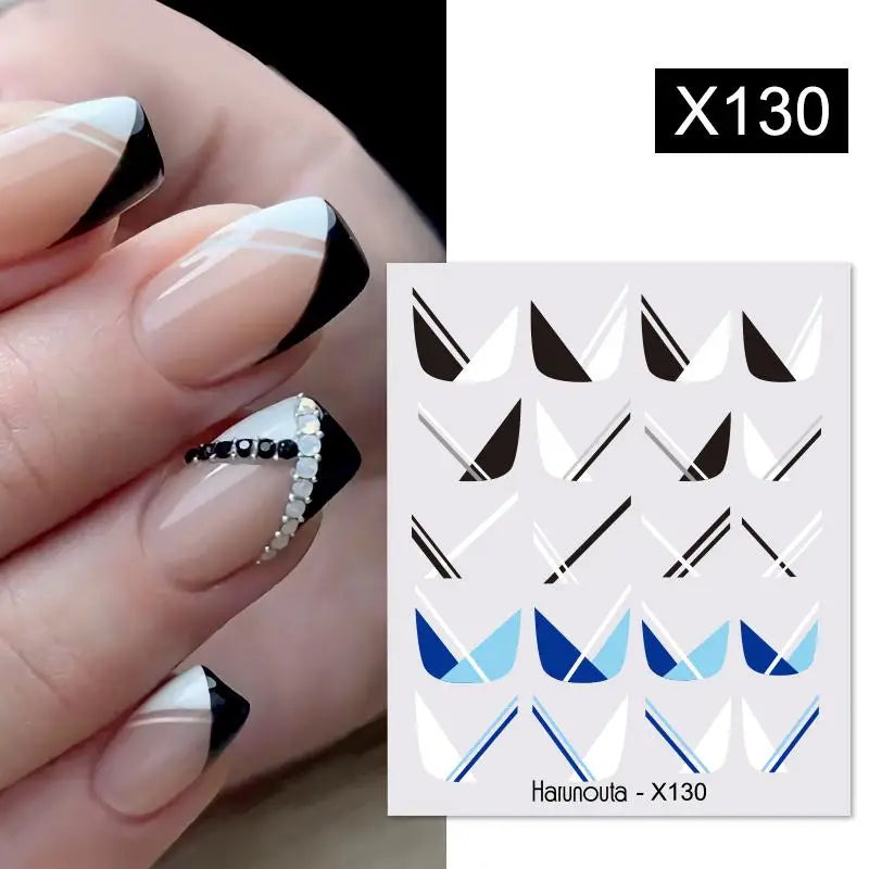 1Pc 3D Nail Sticker Colorful Pattern Press on Nail Decals Wave Gold Ink Blooming Marble Design Slider DIY Nail Art Decorations