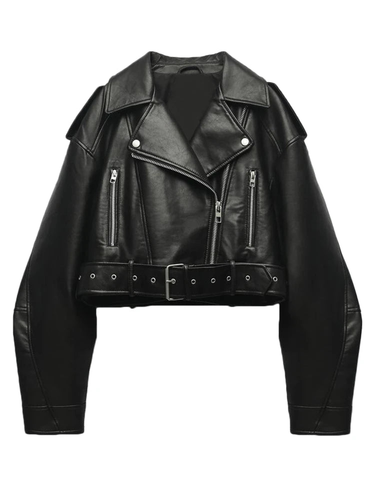 🖤 Fitaylor Women’s Faux Leather Jacket 🧥 – Casual Short PU Biker Coat with Zipper & Lapel | جاكيت جلد صناعي نسائي قصير – تصميم كاجوال بسحّاب وياقة كلاسيكية بأسلوب موتوسيكل