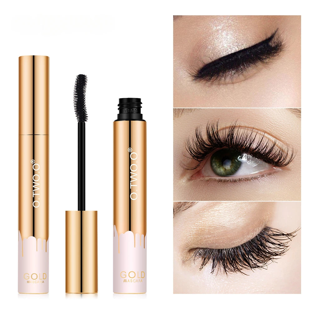 3D Lengthening Black Mascara – Long-Wearing Gold Tube Eyelash Extension Effect | ماسكارا ثلاثية الأبعاد لتطويل الرموش – أنبوب ذهبي أنيق وتأثير تمديد فوري للرموش