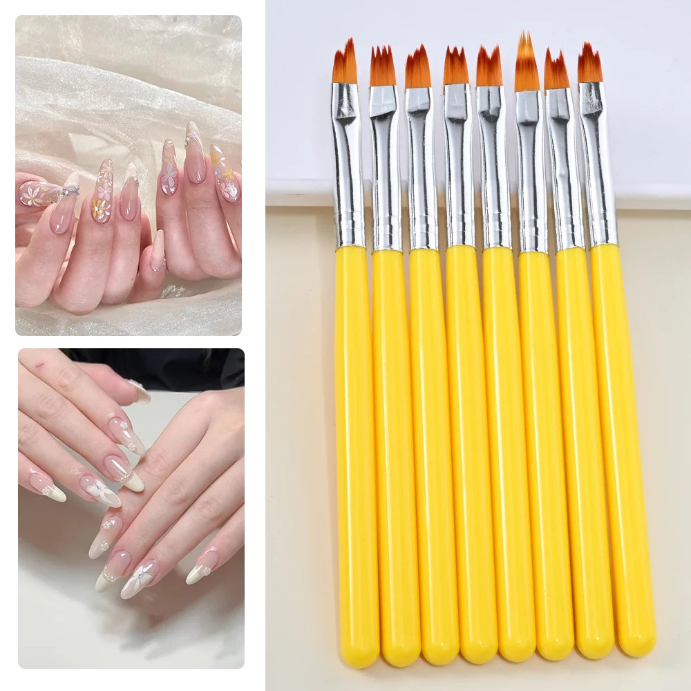 9pcs DIY Brush Nail Art Brush Set  Acrylic Lace Ombre Design Nail UV Gel Painting Drawing Flowers Pen Manicure Salon Tools Suit
