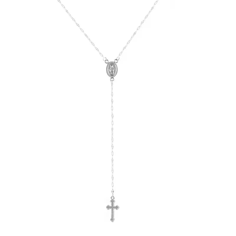 2024 Vintage Bohemian Christian Cross Rosary Necklace – Women’s Religious Pendant Charm Jewelry | عقد نسائي بوهيمي فاخر بصليب مسيحي – تصميم كلاسيكي ساحر لعام 2024 مع قلادة روزاري