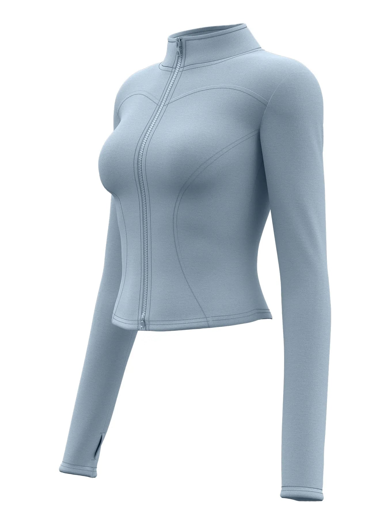 🔥 Women’s Slimming Workout Jacket 💪 – Full-Zip Long Sleeve Yoga & Fitness Top with Stand Collar | جاكيت رياضي نسائي مشد للخصر – سحاب كامل وأكمام طويلة لليوغا والجري
