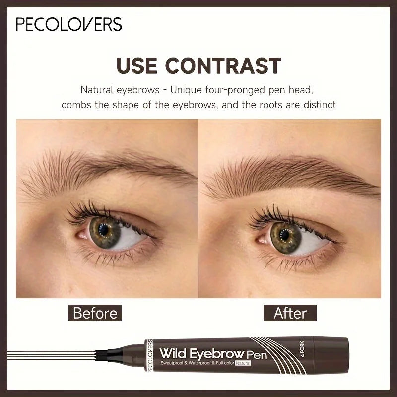 قلم وشم حواجب ضد الماء بأطراف رباعية – 6 ألوان طبيعية | Waterproof 4-Tip Eyebrow Tattoo Pen – 6 Natural Colors