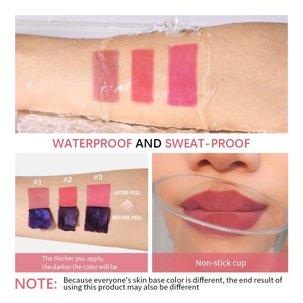 ✨ Long-Lasting Korean Peel-Off Lip Tint – Waterproof Matte Lip Ink 🔷 تينت شفايف كوري قابل للتقشير – لون شفاه مطفي يدوم طويلاً ومقاوم للماء
