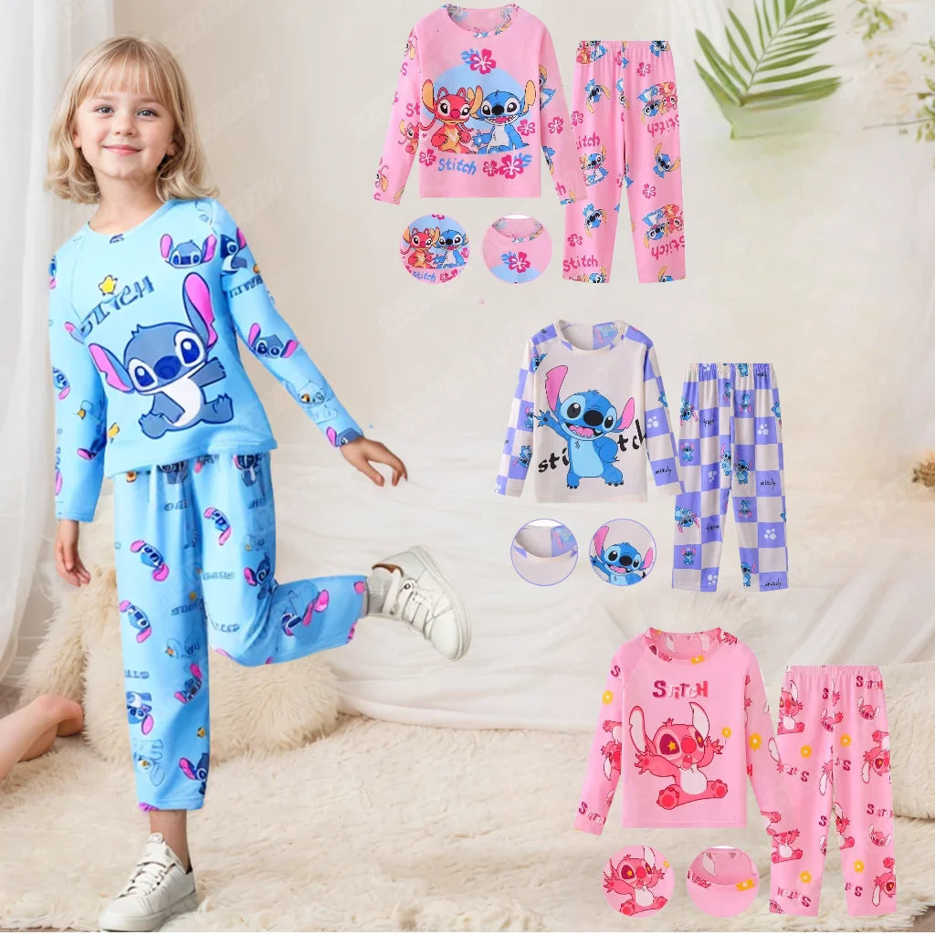 🧸 Kids Stitch Pajama Set – 2-Piece Cute Sleepwear for Boys & Girls | بيجاما أطفال قطعتين برسمة Stitch – مريحة ولطيفة للبنات والأولاد