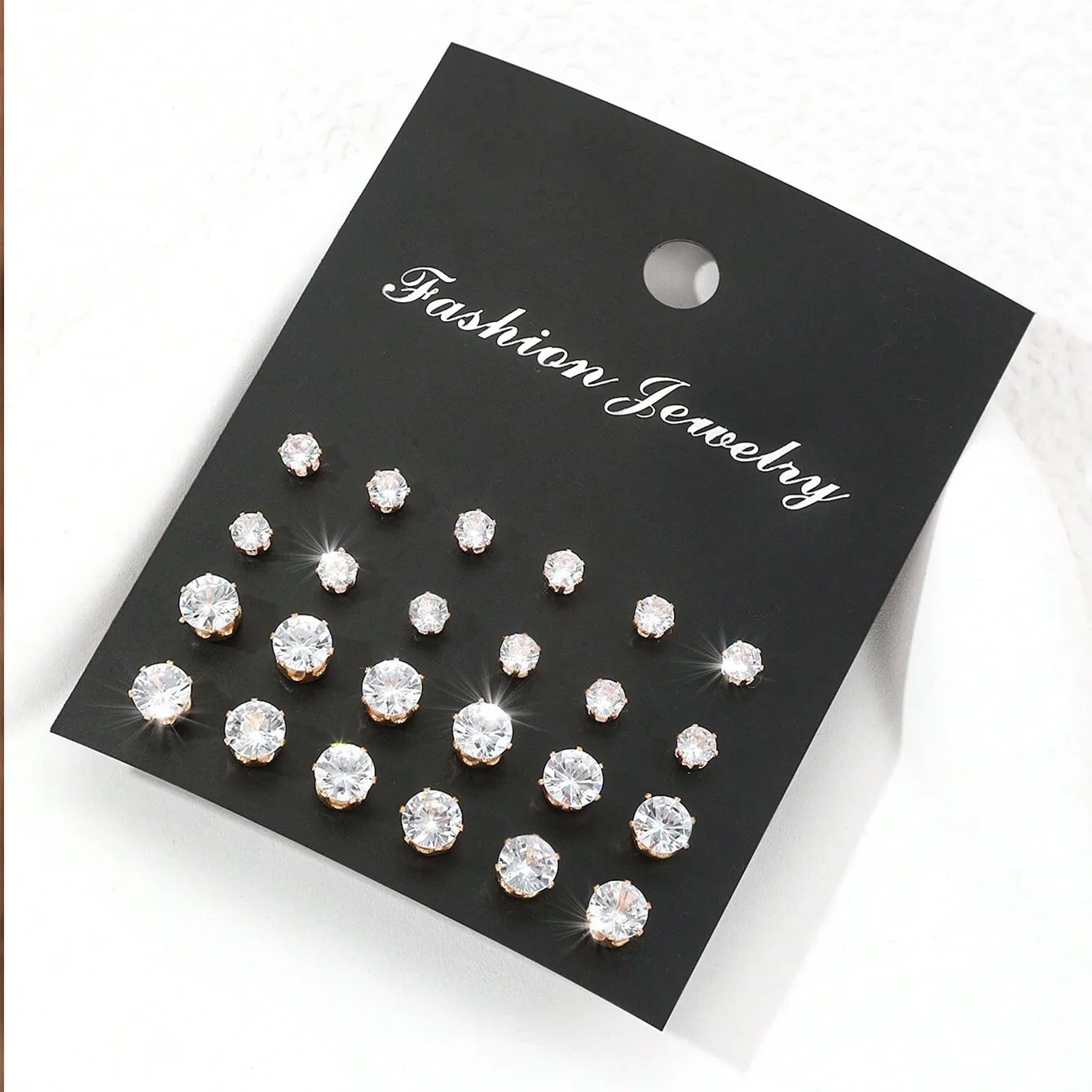 ✨ 12 Pairs Zirconia Stud Earrings – Luxurious, Simple & Shiny Gift Set 🔷 طقم 12 زوج من أقراط الزركونيا اللامعة – تصميم أنيق وبسيط هدية مثالية للأزواج والمناسبات