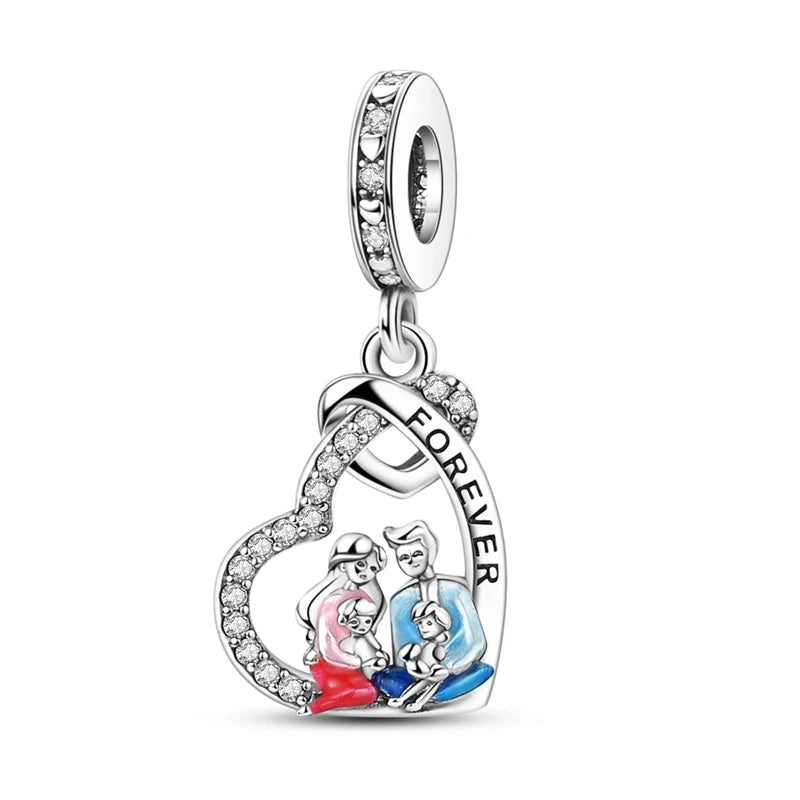 ✨ 925 Sterling Silver Mom & Daughter Heart Charm – Fits Pandora Bracelets 🔷 تعليقة قلب للأم والابنة من الفضة الإسترلينية 925 – مناسبة لأساور باندورا