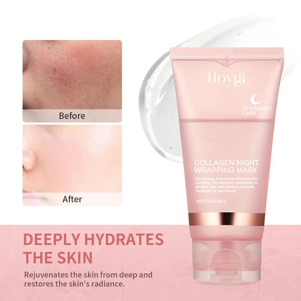 Korean Collagen Overnight Peel-Off Facial Mask – Deep Hydration Night Care Set | قناع ليلي كوري بالكولاجين – ماسك تقشير وتغليف للبشرة يرطّب بعمق أثناء النوم