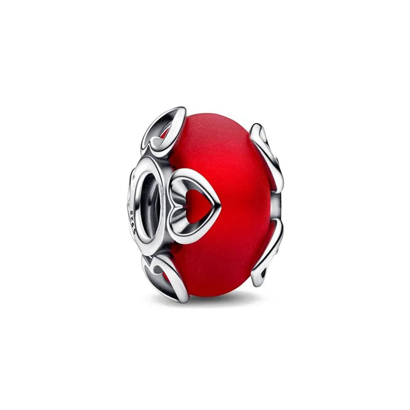 Valentine's Day Red Christmas Apple Gift  Dangle Charms Beads 925 Sterling Silver  Fit Original Heart Bracelet Women Jewelry