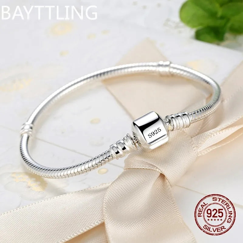✨ Luxury Handmade 925 Sterling Silver Snake Bone Bracelet – Elegant Charm for Women 🔷 سوار فاخر مصنوع يدويًا من فضة 925 – تصميم أنيق ناعم على شكل عظم الأفعى للنساء