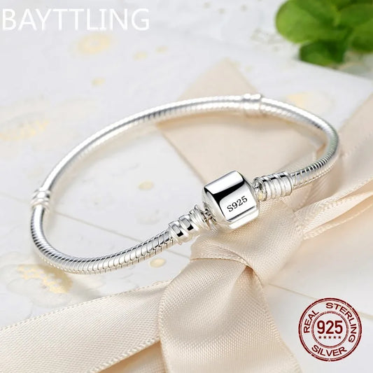 ✨ Luxury Handmade 925 Sterling Silver Snake Bone Bracelet – Elegant Charm for Women 🔷 سوار فاخر مصنوع يدويًا من فضة 925 – تصميم أنيق ناعم على شكل عظم الأفعى للنساء