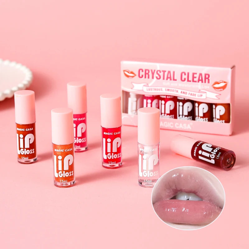 MAGIC CASA 6pcs Jelly Lip Oil – Plumping & Hydrating Gloss | ماچيك كازا طقم 6 زيوت شفاه جلّي – ترطيب ولمعان طبيعي