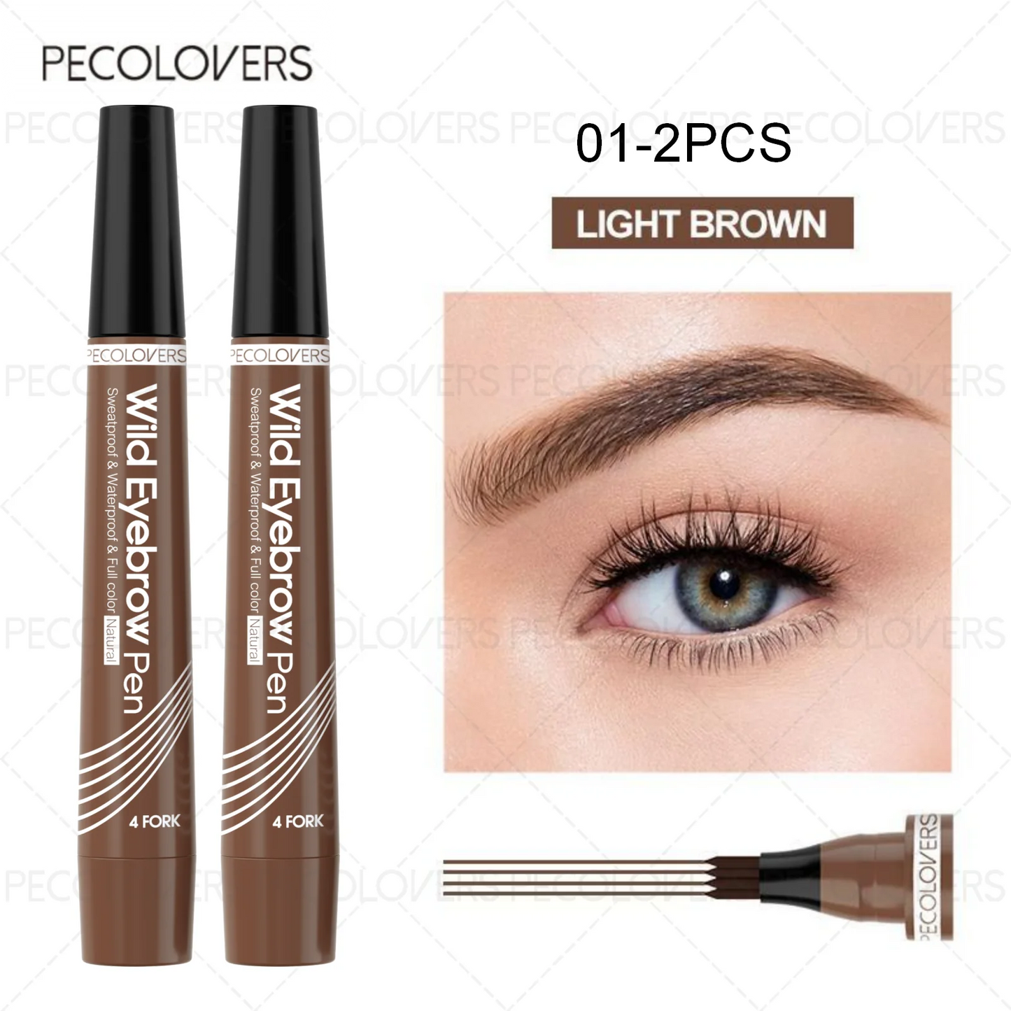 قلم وشم حواجب ضد الماء بأطراف رباعية – 6 ألوان طبيعية | Waterproof 4-Tip Eyebrow Tattoo Pen – 6 Natural Colors