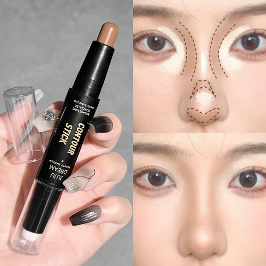 ✨ Dual-Ended Highlight & Contour Stick – 3D Face Shaping & Nose Shadow 🔷 قلم هايلايتر وكونتور مزدوج الأطراف – لتحديد الوجه وتفتيح الملامح بدقة ثلاثية الأبعاد