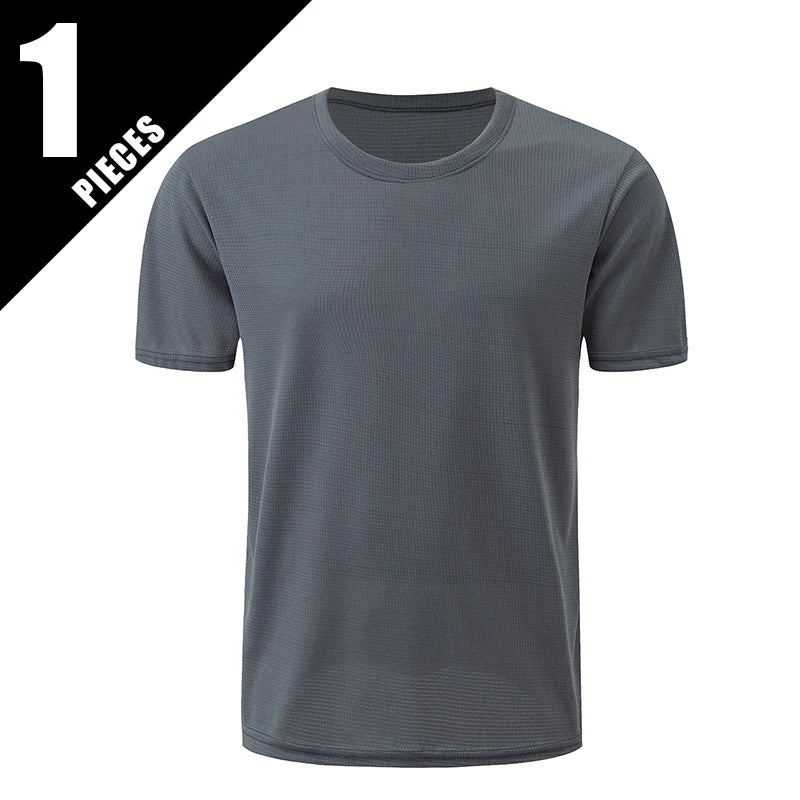 👕 Men's Solid Waffle Short Sleeve Sports Shirt – 1/5-Pack Lightweight Training Tee | تيشيرت رياضي رجالي بكم قصير – خامة وافل مريحة – قطعة أو باقة 5 قطع