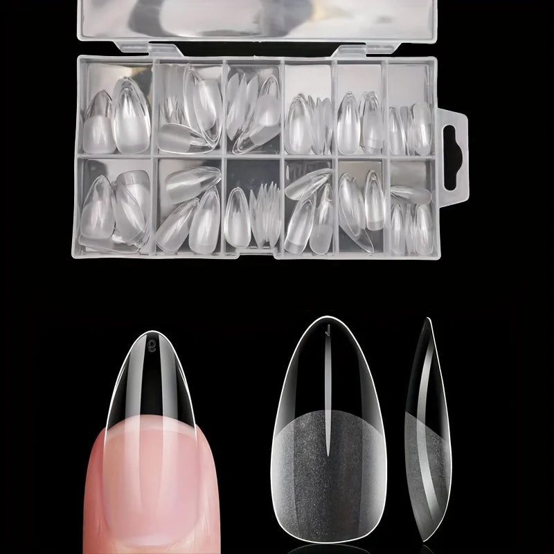 120-Piece Full Cover Press-On Nail Tips – Stiletto, Almond, Square & Coffin Shapes | طقم 120 طرف أظافر صناعية جاهزة – أشكال ستيلتو، لوزي، سكوير وكوفن للتجميل المنزلي
