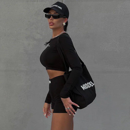 ✨ Women’s 2-Piece Sporty Summer Set – ¾ Sleeve Top & Shorts | طقم رياضي نسائي عصري قطعتين – تيشيرت بأكمام ثلاثة أرباع مع شورت مريح لصيف أنيق
