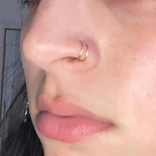 1pc Double Layers Stainless Steel Nose Ring Studs for Women, 20G Hoops Twist Cartilage Tragus Septum Piercings Body Jewelry