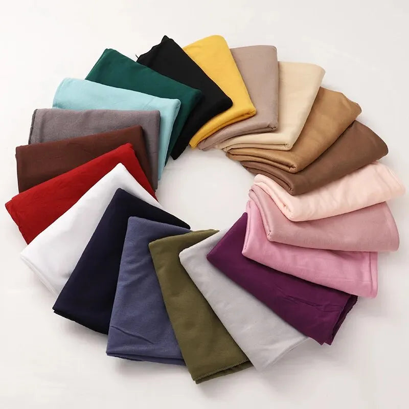 🌙 Modal Cotton Jersey Hijab Scarf 🧣 – Soft Plain Long Head Wrap for Women (170x60cm) | حجاب شيفون قطني ناعم – شال طويل سادة بربطة مرنة للنساء (170×60 سم)