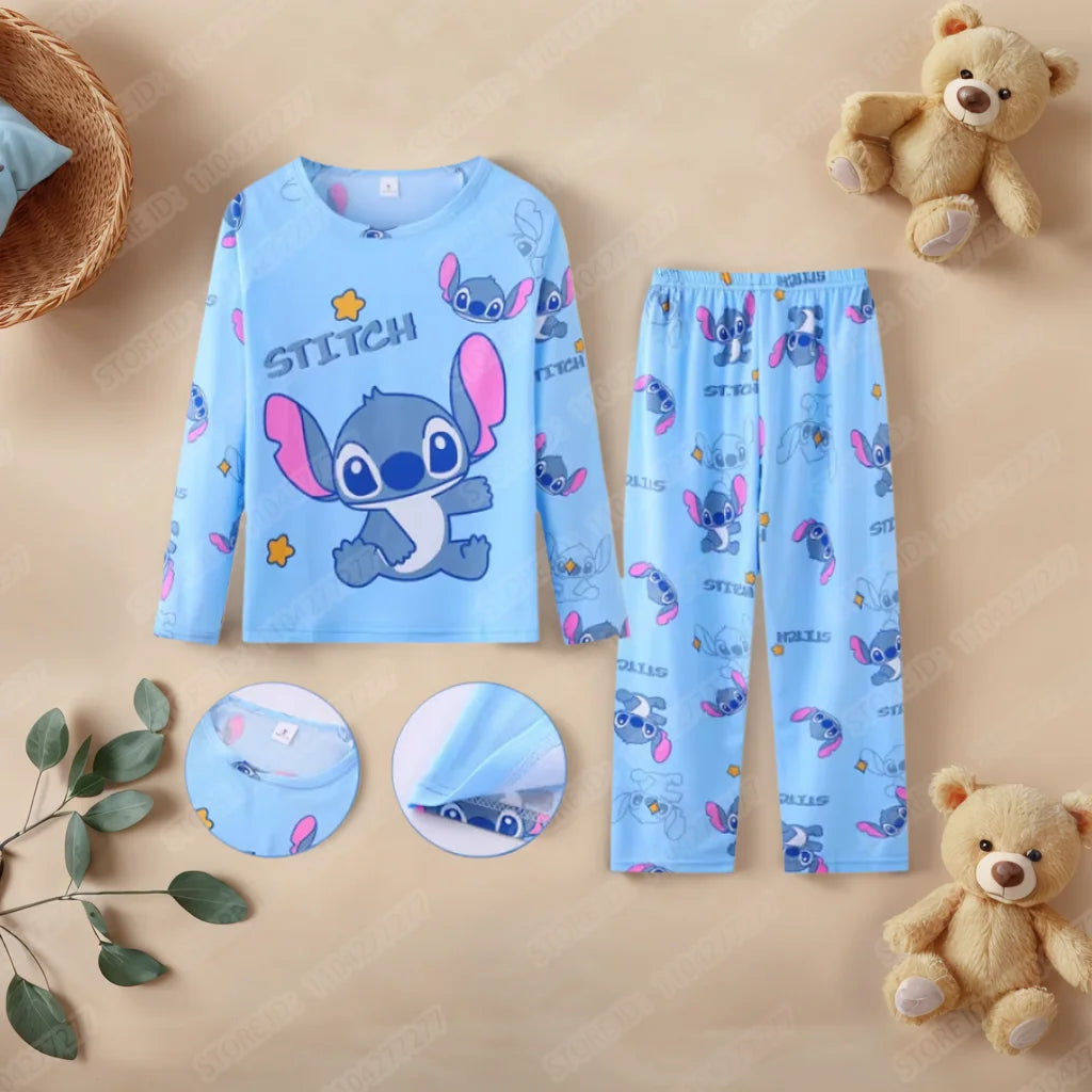 🧸 Kids Stitch Pajama Set – 2-Piece Cute Sleepwear for Boys & Girls | بيجاما أطفال قطعتين برسمة Stitch – مريحة ولطيفة للبنات والأولاد