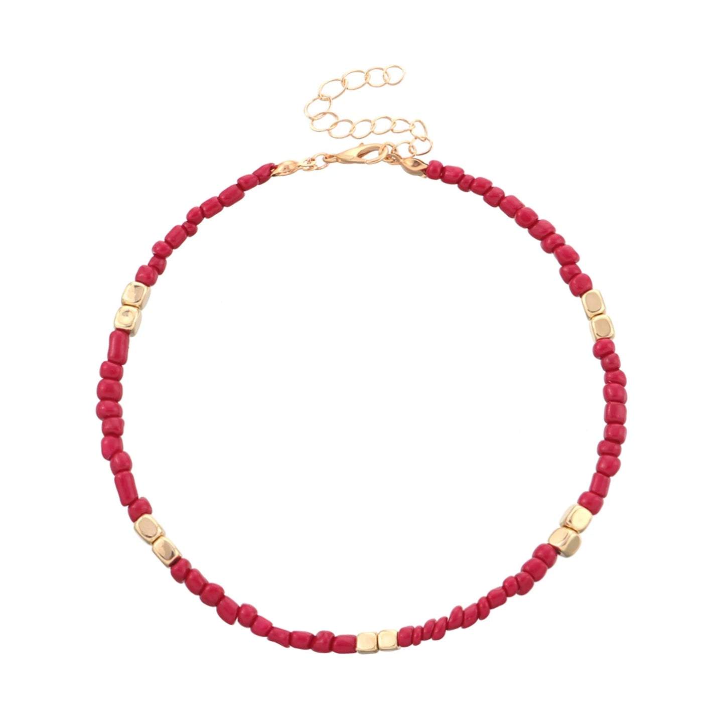 ✨ Bohemian Glass Beaded Anklet – Handmade Colorful Summer Beach Jewelry 🔷 خلخال بوهيمي مزين بحبيبات زجاج ملونة – إكسسوار يدوي ناعم لصيف الشاطئ
