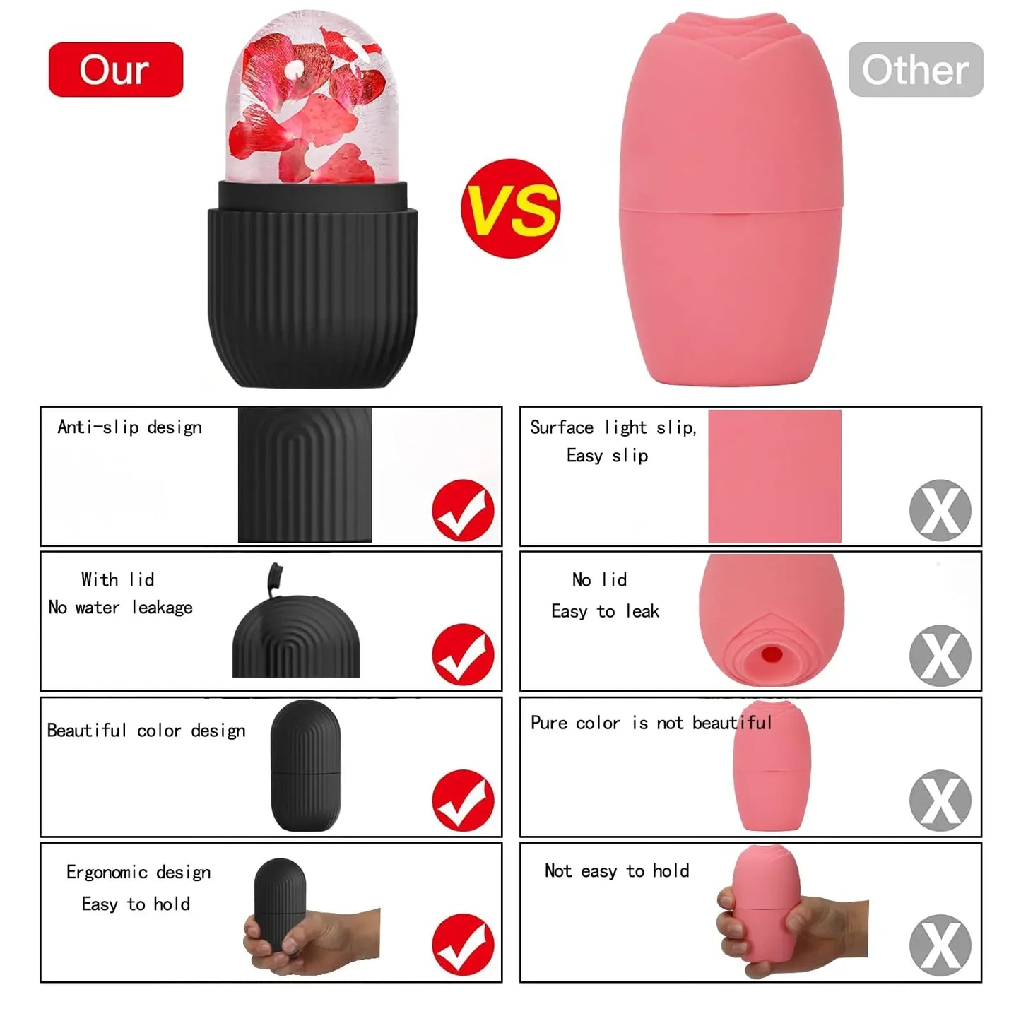 Ice Facial Roller – Reusable Silicone Face Ice Mold | رولر ثلج للوجه – قالب سيليكون قابل لإعادة الاستخدام
