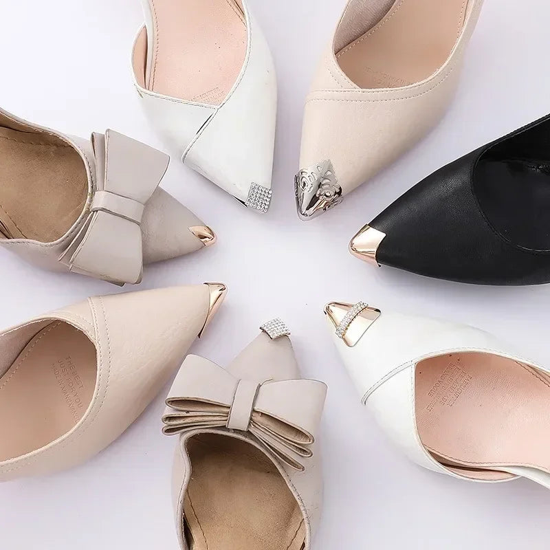 Women’s High Heel & Flat Shoe Metal Toe Cap – Leather Tip Protector Accessory Against Kicks & Wear | غطاء معدني لحماية مقدمة الحذاء النسائي – واقٍ للجلد ضد الخدوش والاحتكاك للكعب العالي والأحذية المسطحة
