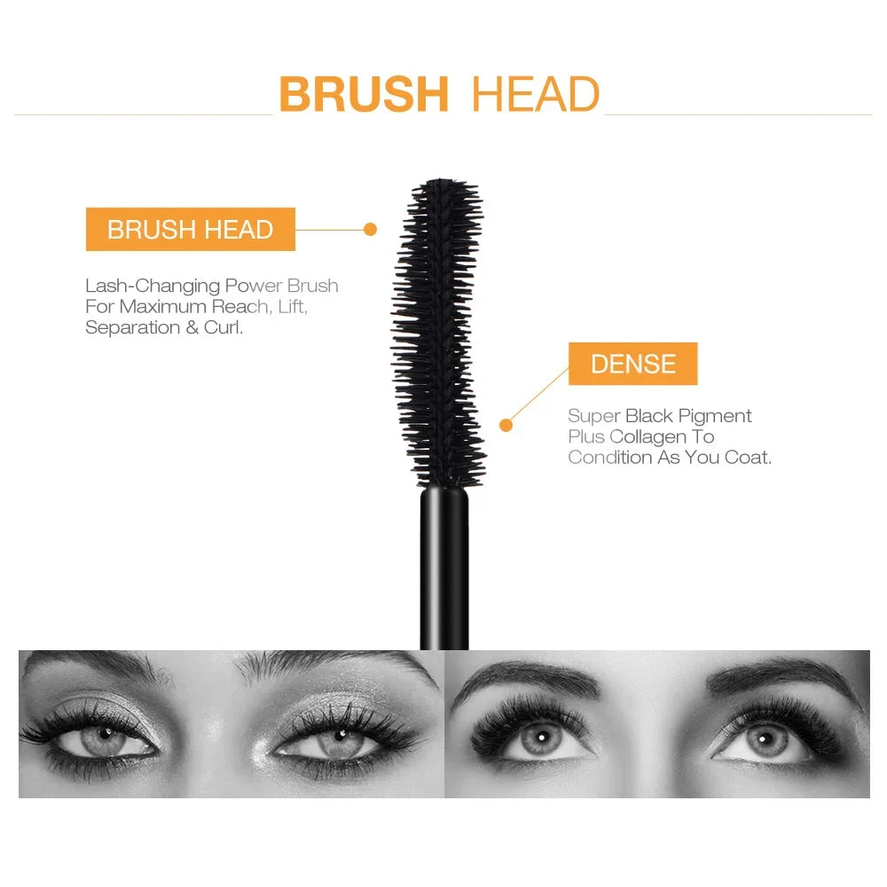 3D Lengthening Black Mascara – Long-Wearing Gold Tube Eyelash Extension Effect | ماسكارا ثلاثية الأبعاد لتطويل الرموش – أنبوب ذهبي أنيق وتأثير تمديد فوري للرموش