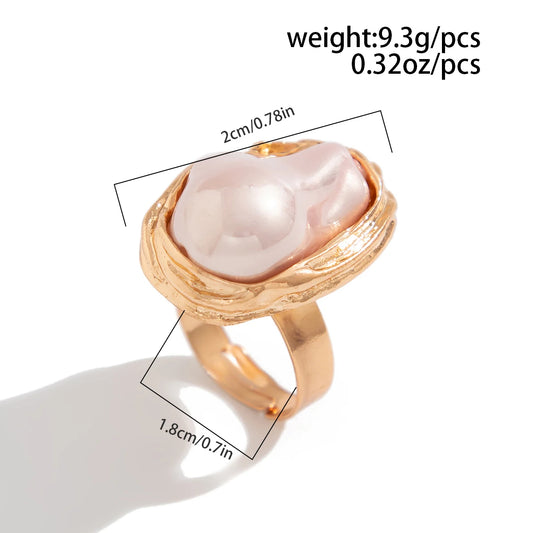 ✨ PuRui Semi-Baroque Pearl Adjustable Ring – Punk Aesthetic Wedding Jewelry 🔷 خاتم بيرل ستايل بانك بحبة لؤلؤ شبه باروكية – تصميم مفتوح قابل للتعديل للزفاف والمناسبات