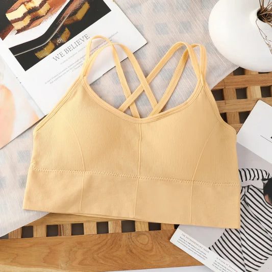 👚 Sexy Back Cross Sports Bra – Women’s Fitness & Yoga Top | حمالة صدر رياضية نسائية برباط متقاطع من الخلف – للرياضة واليوغا