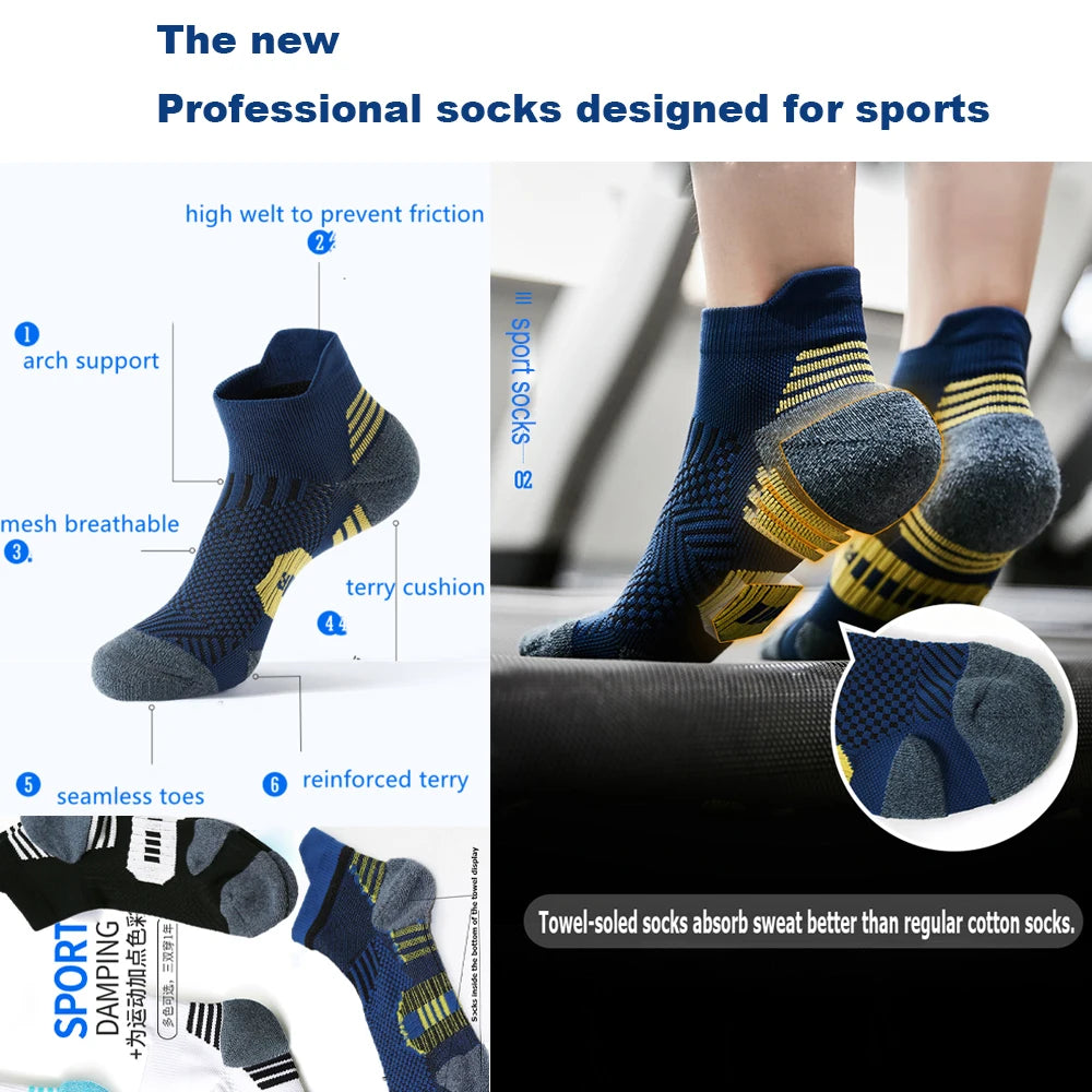 🧦 3-Pair Non-Slip Quick-Dry Sports Socks – Unisex Fitness & Running Training | 3 أزواج جوارب رياضية سريعة الجفاف – مانعة للانزلاق للرجال والنساء