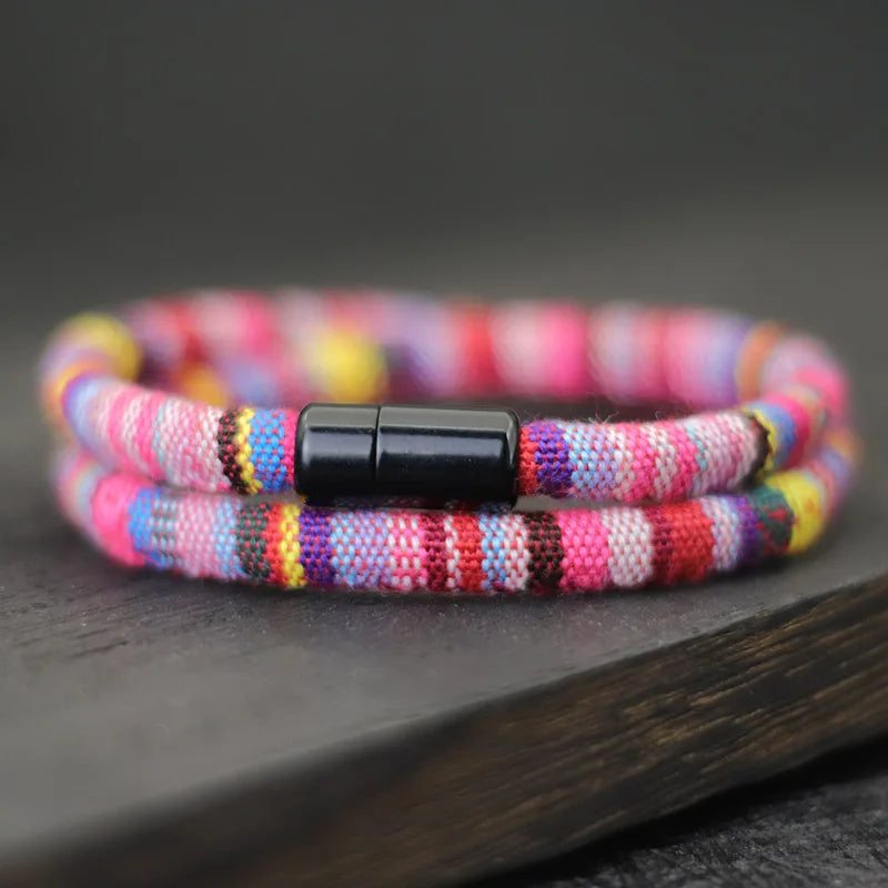 ✨ Men's Bohemia Magnetic Rope Bracelet – Adventure Surf & Beach Style 🔷 سوار رجالي بوهو بحبل مغناطيسي – ستايل المغامرة والشاطئ والسيرف