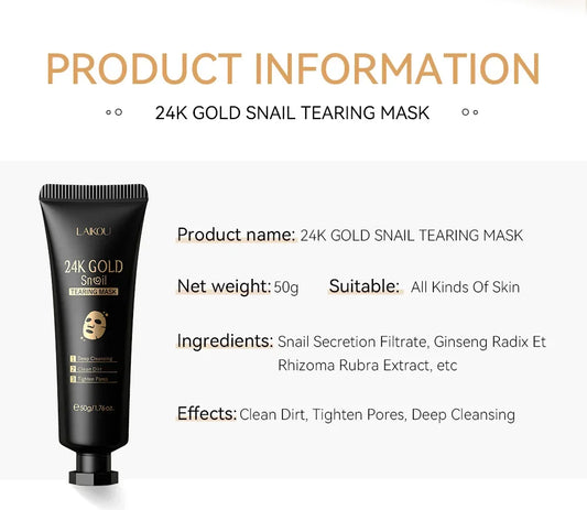 LAIKOU 24K Gold Sakura Face Mask – Anti-Wrinkle & Whitening Peel Off | ماسك الذهب والساكورا 24K من لايكو لتفتيح البشرة ومكافحة التجاعيد