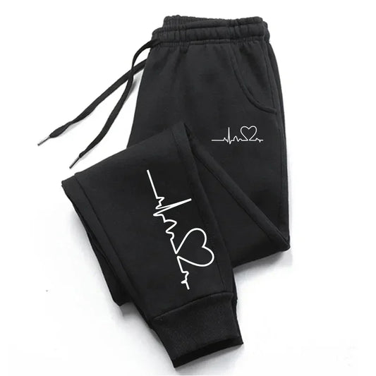 Women’s Heart Print Jogging Sweatpants – High-Quality Casual Fitness Tracksuit Trousers | بنطال رياضي نسائي بطبعة قلب – بجودة عالية للمشي والرياضة والإطلالات اليومية