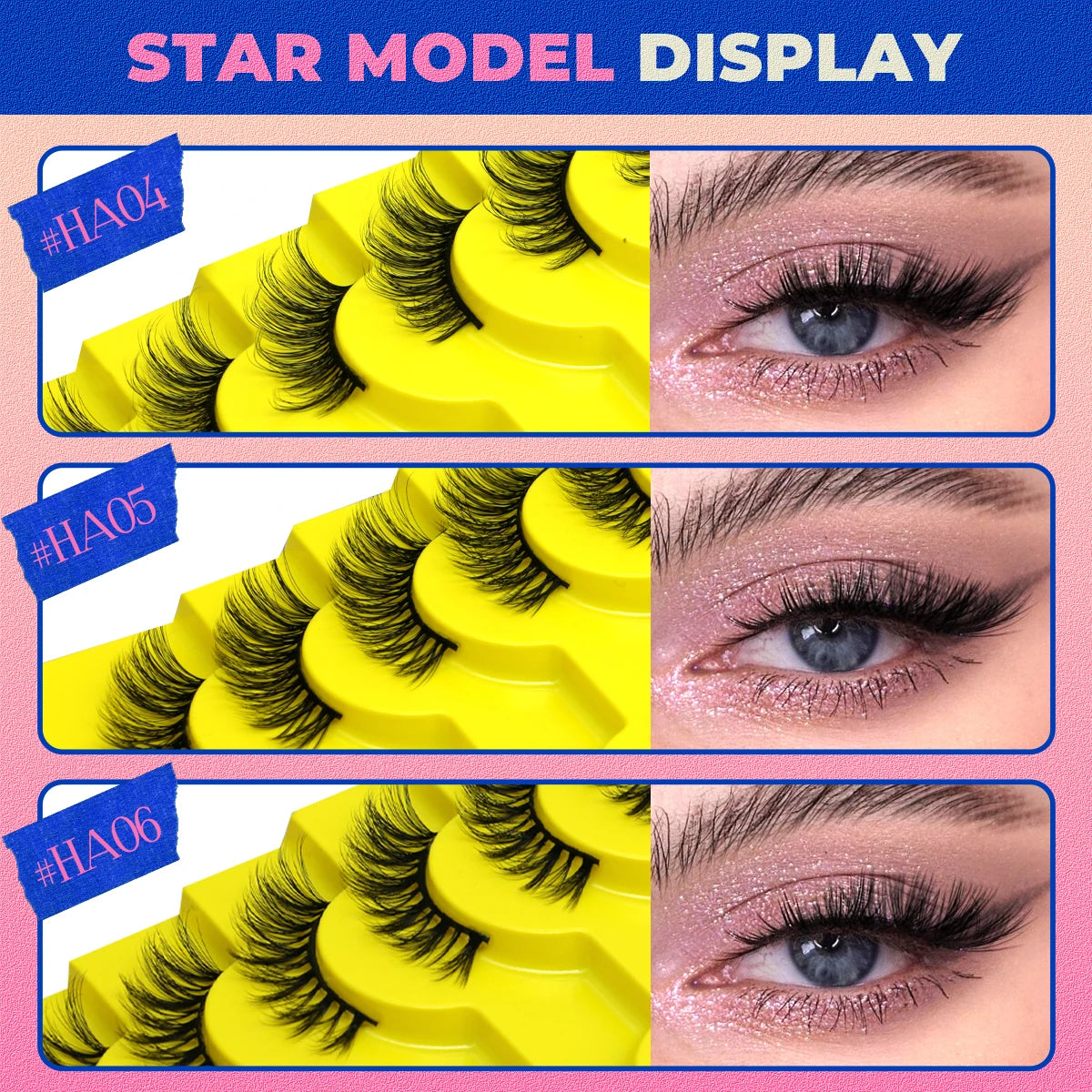 رموش نصفية ناعمة بتأثير عيون القطة - GROINNEYA Soft Half Cat Eye False Eyelashes (5/7/10 Pairs)