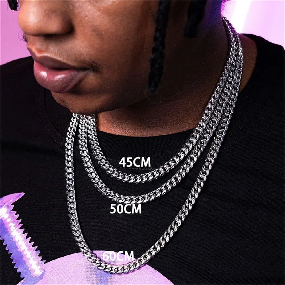 ✨ Punk Curb Cuban Chain Necklace – 3/5/7mm Stainless Steel Unisex Link 🔷 سلسلة ستانلس ستيل ستايل بانك – تصميم كيرب كوبن 3/5/7 ملم للرجال والنساء