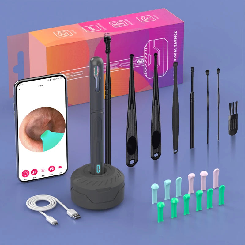 ✨ HD WiFi Ear Cleaner with Camera – 6 LED Lights, 3.6mm Lens, Photo & Video 🔷 جهاز تنظيف الأذن بكاميرا عالية الدقة و6 أضواء LED – عدسة 3.6 مم مع تصوير فيديو وصور