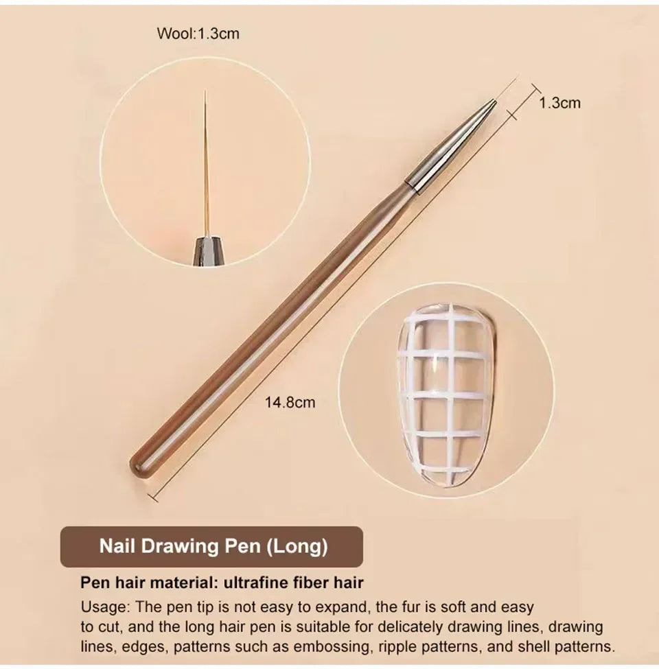 ✨ 9PCS Nail Art Liner Brush Set – Acrylic Painting Pens for Manicure Design 🔷 طقم 9 فرش فن الأظافر – فرشاة رسم وتحديد للأظافر الأكريليك والتصاميم الاحترافية