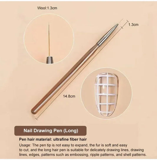 ✨ 9PCS Nail Art Liner Brush Set – Acrylic Painting Pens for Manicure Design 🔷 طقم 9 فرش فن الأظافر – فرشاة رسم وتحديد للأظافر الأكريليك والتصاميم الاحترافية