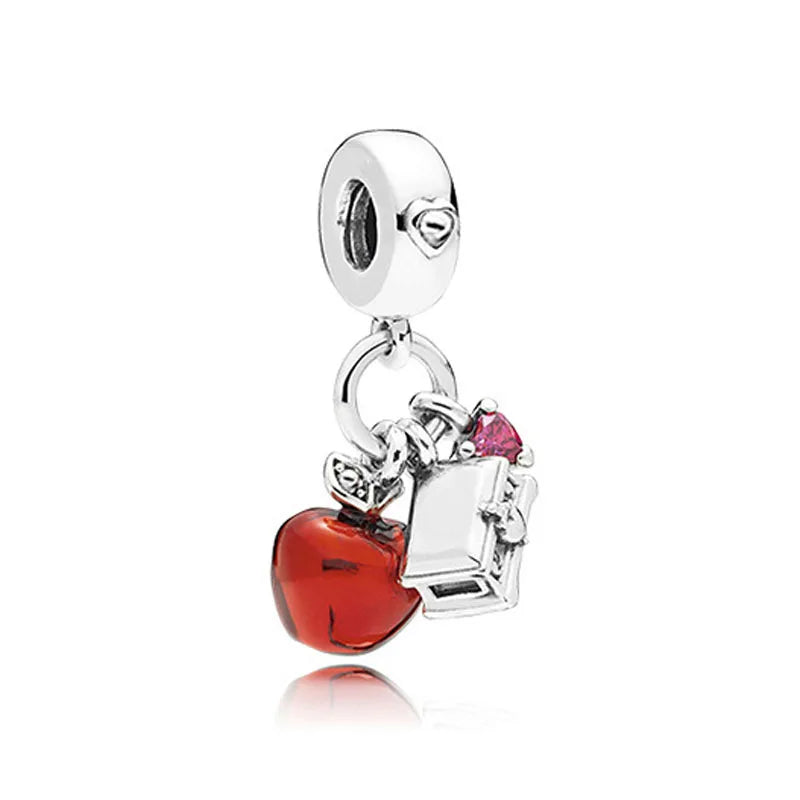 Valentine's Day Red Christmas Apple Gift  Dangle Charms Beads 925 Sterling Silver  Fit Original Heart Bracelet Women Jewelry